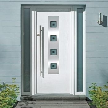 Aluminium Entrance Door White Color By Aluwindoor Factory Modern Entrance Door Custom Design Hot Sale